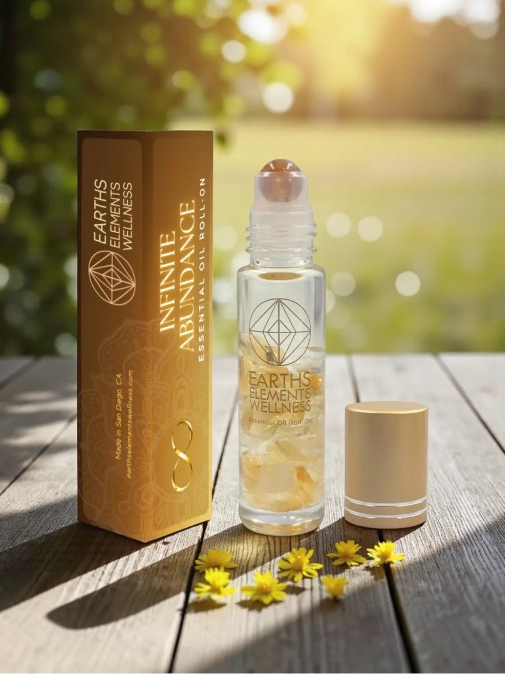 Citrine Crystal Roll-On Frankincense & Vanilla Fragrance Oil